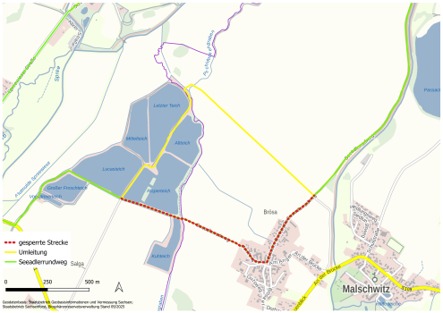 Umleitung des Seeadlerrundweges wegen Baumaßnahmen am Kuhteich